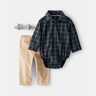 Baby Boy Carter's 3 pc Plaid Print Bodysuit, Bowtie & Pant Set