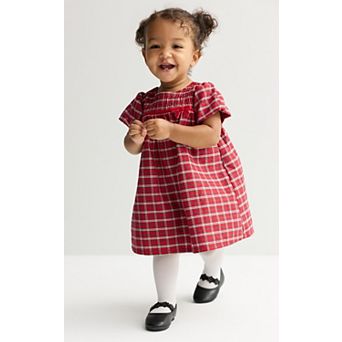 Baby Girl Carter's Short Sleeve Plaid Print Dress