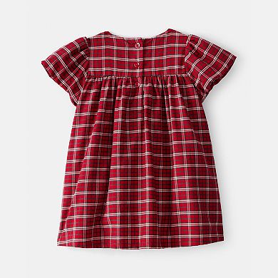 Baby Girl Carter's Short Sleeve Plaid Print Dress