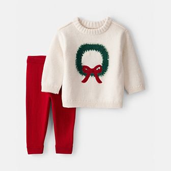 Baby Girl Carter's 2 pc Wreath Long Sleeve Sweater & Pant Set