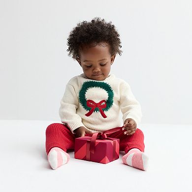 Baby Girl Carter's 2-pc. Wreath Long Sleeve Sweater & Pant Set