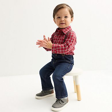 Baby Boy Carter's 3-pc. Plaid Print Long Sleeve Shirt & Suspender Pant Set
