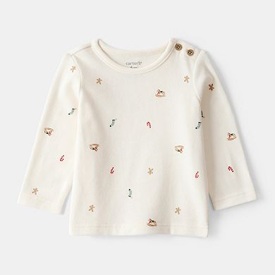 Baby Boy Carter's Gingerbread Print Long-Sleeve Overall Set