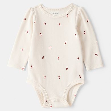 Baby Girl Carter's 2-Piece Candy Cane Print Long Sleeve Top & Dress Set