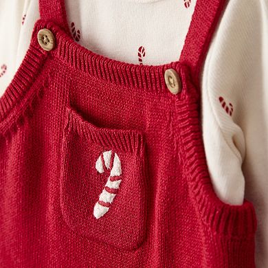 Baby Girl Carter's 2-Piece Candy Cane Print Long Sleeve Top & Dress Set
