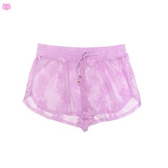 Juniors' Miken Drawstring Mesh Lace Shorts