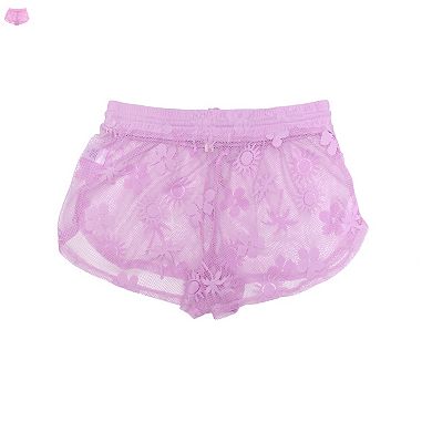 Juniors' Miken Drawstring Mesh Lace Shorts