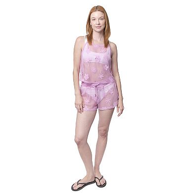 Juniors' Miken Drawstring Mesh Lace Shorts