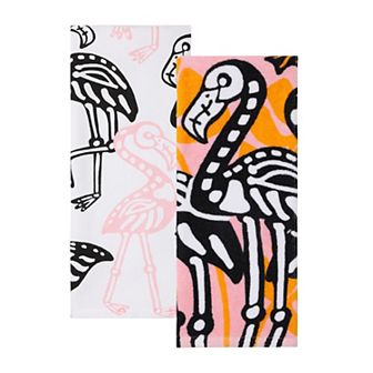 Celebrate Together™ Halloween Skeleton Flamingo 2 pk Kitchen Towel Set