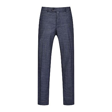 3-Piece Slim Fit Stretch Navy Plaid Suit