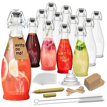 Nevlers 17 oz Teardrop Swing Top Glass Bottle Set (Pack of 12)