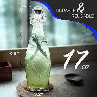 Nevlers 17 oz Teardrop Swing Top Glass Bottle Set (Pack of 12)