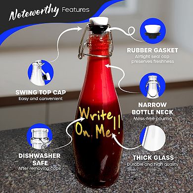 Nevlers 17 oz Teardrop Swing Top Glass Bottle Set (Pack of 12)