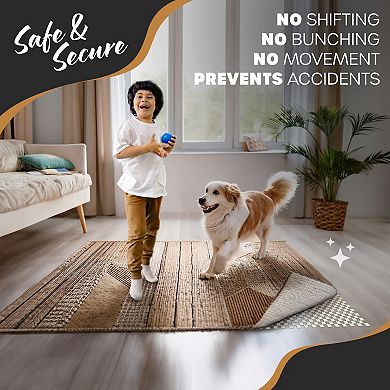 Nevlers 9'x12' White Rug Gripper For Hardwood Floors & Other Surfaces | PVC Carpet Pad | Open Weave Rug Pad Non Slip Design | Customizable Non Slip Rug Pads | Anti