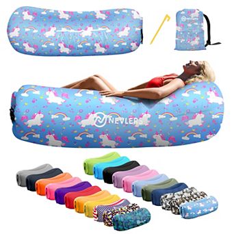 Nevlers Unicorn Inflatable Lounger with Travel Bag and Pockets