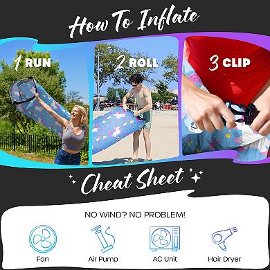 Nevlers Unicorn Inflatable Lounger with Travel Bag and Pockets