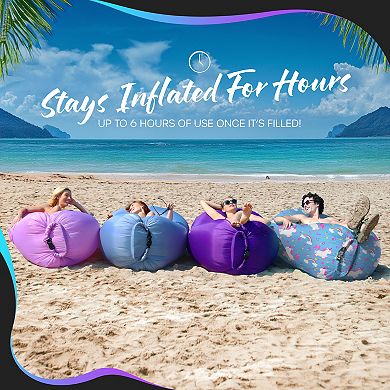 Nevlers Unicorn Inflatable Lounger with Travel Bag and Pockets