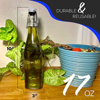 Nevlers 17 oz Square Swing Top Glass Bottle Set (Pack of 6)