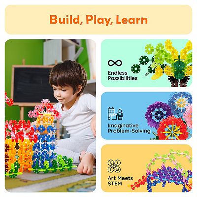 PicassoTiles 600 PC Rainbow Interlocking Plastic Disc, Building