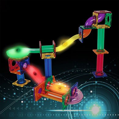 PicassoTiles 8 PC LED Marbles for Marble Run Race Track Building Block & Magnetic Tiles for Kids 3+