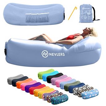 Nevlers Periwinkle Inflatable Lounger with Travel Bag and Pockets
