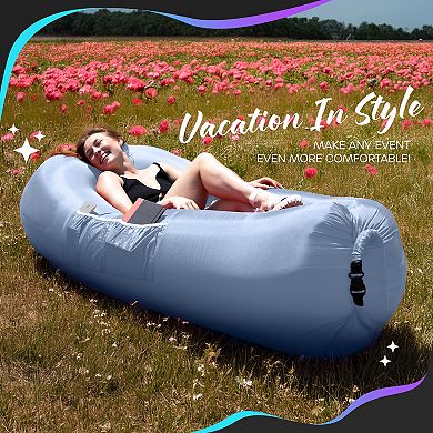 Nevlers Periwinkle Inflatable Lounger with Travel Bag and Pockets