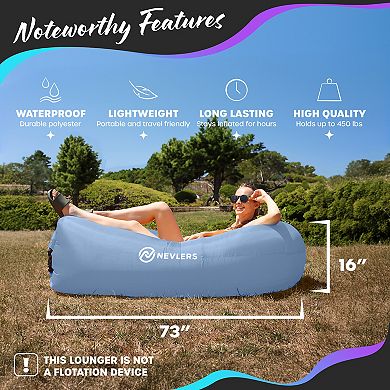 Nevlers Periwinkle Inflatable Lounger with Travel Bag and Pockets