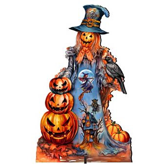 32-inch Halloween Pumpkin Scarecrow Freestanding Decor - Halloween Garden Decor by G. Debrekht