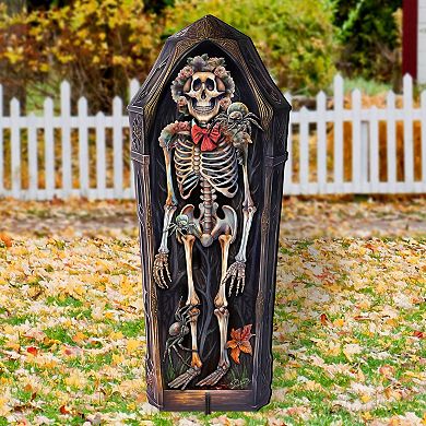 32-inch Halloween Skeleton Coffin Freestanding Decor - Halloween Garden Decor by G. Debrekht