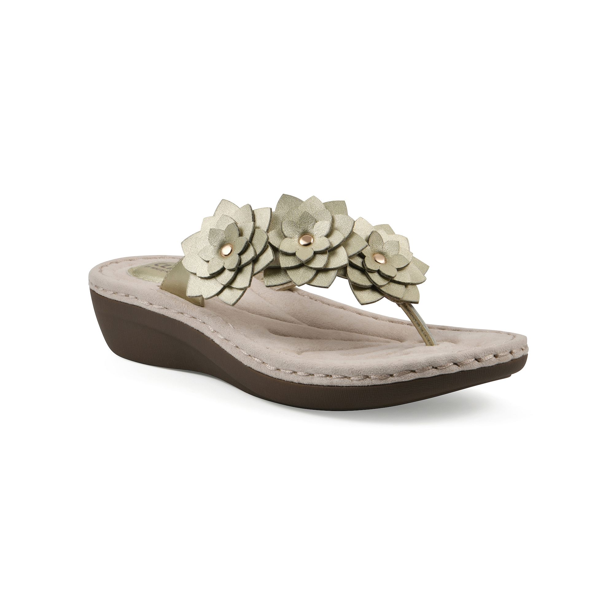 Cliffs by White Mountain Content Womens Floral Wedge Sandals, Size: 6 Wide