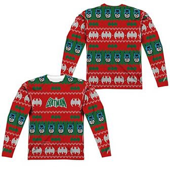 Men's Batman Holiday Sweater Sublimated Long Sleeve Tee