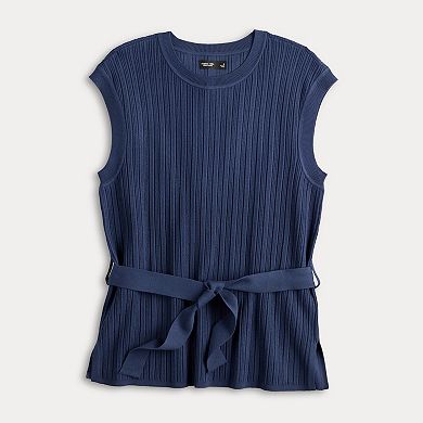 Women's Simply Vera Vera Wang Cap Sleeve Tie Waist Sweater Top