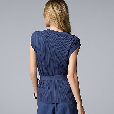 Women's Simply Vera Vera Wang Cap Sleeve Tie Waist Sweater Top