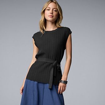 Women's Simply Vera Vera Wang Cap Sleeve Tie Waist Sweater Top