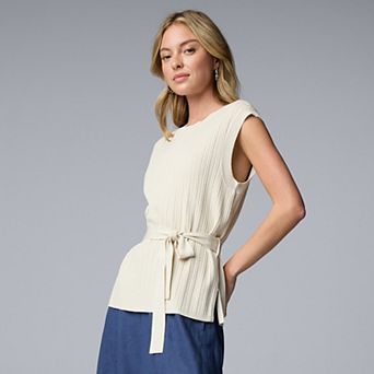 Women's Simply Vera Vera Wang Cap Sleeve Tie Waist Sweater Top