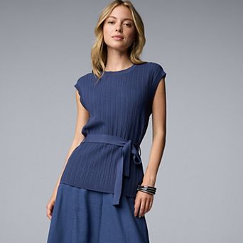 Women's Simply Vera Vera Wang Cap Sleeve Tie Waist Sweater Top