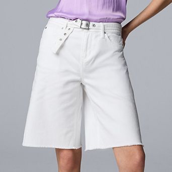 Women's Simply Vera Vera Wang Belted Denim Bermuda Shorts
