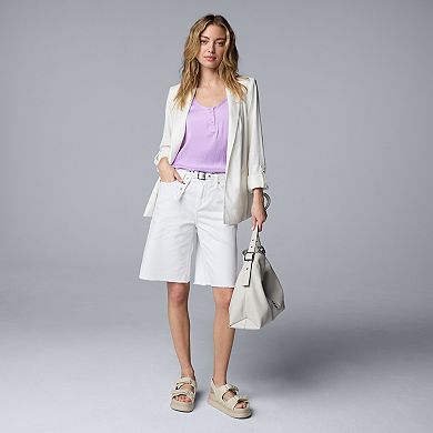 Women's Simply Vera Vera Wang Belted Denim Bermuda Shorts