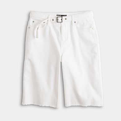 Women's Simply Vera Vera Wang Belted Denim Bermuda Shorts
