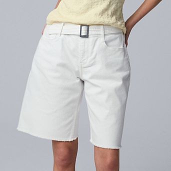 Women's Simply Vera Vera Wang Belted Denim Bermuda Shorts