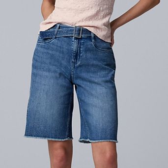 Women's Simply Vera Vera Wang Belted Denim Bermuda Shorts