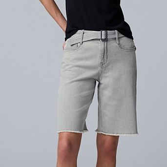 Women's Simply Vera Vera Wang Belted Denim Bermuda Shorts