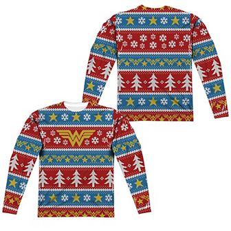 Men's Wonder Woman Holiday Sweater Sublimated Long Sleeve Tee