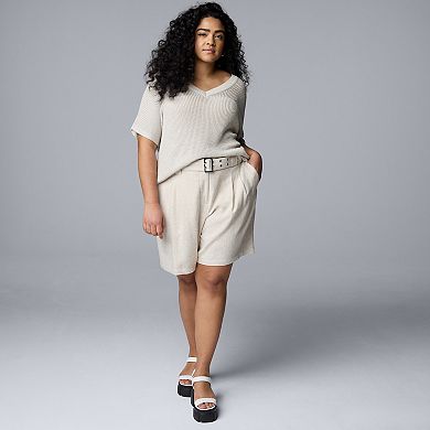 Plus Size Simply Vera Vera Wang Linen Bermuda Shorts