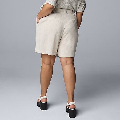 Plus Size Simply Vera Vera Wang Linen Bermuda Shorts