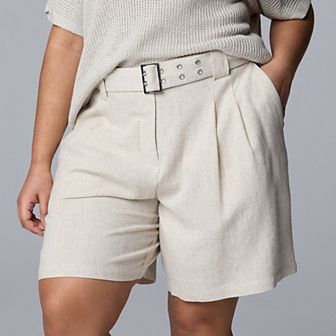 Plus Size Simply Vera Vera Wang Linen Bermuda Shorts