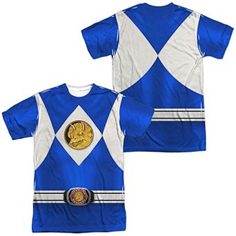 Men's Power Rangers Blue Ranger Emblem Costume Sublimated Graphic Tee