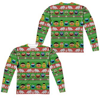 Men's Sesame Street Ugly Christmas Sweater Long Sleeve Sublimated Graphic Tee