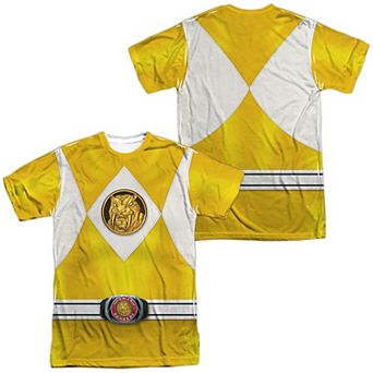 Men's Power Rangers Yellow Ranger Emblem Costume Sublimated Graphic Tee