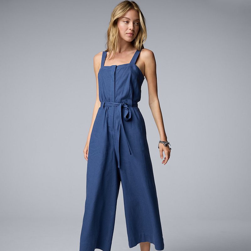 Women's Simply Vera Vera Wang Belted Wide Leg Jumpsuit